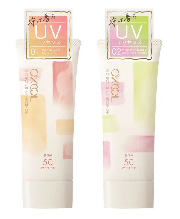 エクセル 日焼け止め「プロテクティブ UVエッセンス」：01 ティー＆フィグ、02 ベルガモット＆ミュゲ